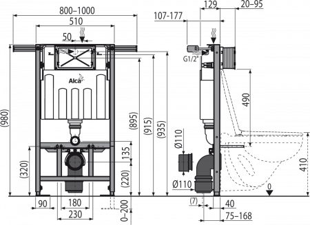 Инсталляция для подвесных унитазов AlcaPlast Jadromodul AM102/1000