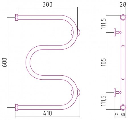 Полотенцесушитель водяной Сунержа М-образный 60х40 черный матовый