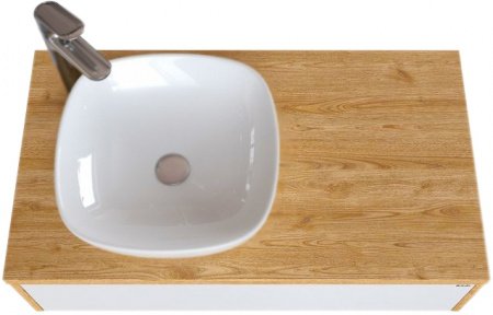 Тумба с раковиной Iddis Torr 80 подвесная Белая Дуб