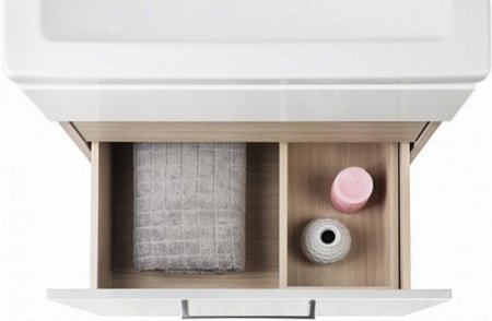 Тумба с раковиной Iddis Mirro 60 подвесная Белая Светлое дерево