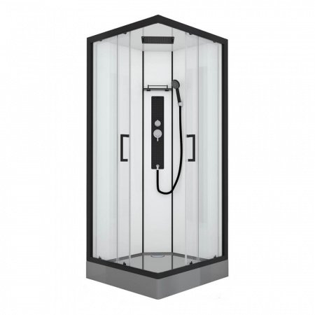 Душевая кабина Black&White G8002 90x90x215 профиль черный матовый, стекло прозрачное