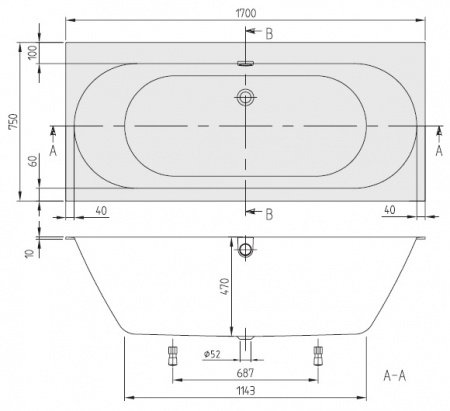 Квариловая ванна Villeroy & Boch Oberon 2.0 UBQ170OBR2DV-01 alpin