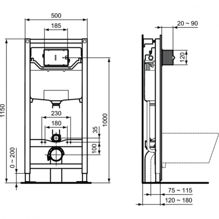 Промо-комплект 3 в 1 Ideal Standard с подвесным унитазом TESI AquaBlade®  T0079V1 (матовый белый) и инсталляцией PROSYS
