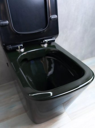 Унитаз напольный безободковый GID Tr2170BL с сиденьем микролифт, черный глянцевый