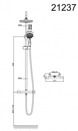 Душевая стойка D&K Bayern.Potsdam DA2123701B10 хром