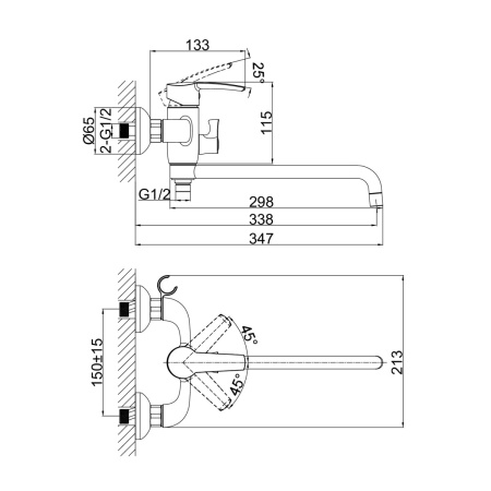 Смеситель для ванны D&K Rhein DA1363301, хром