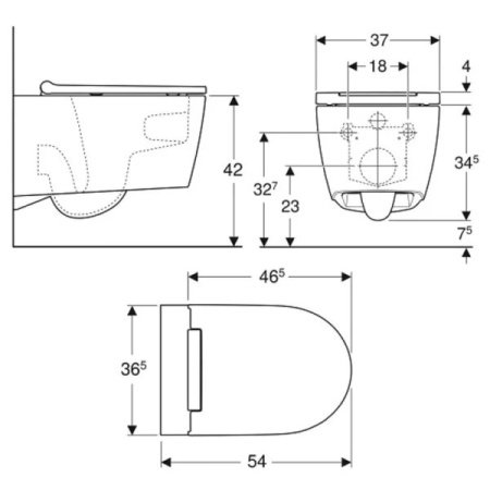 Унитаз подвесной безободковый Geberit One 500.202.01.1 с сиденьем микролифт