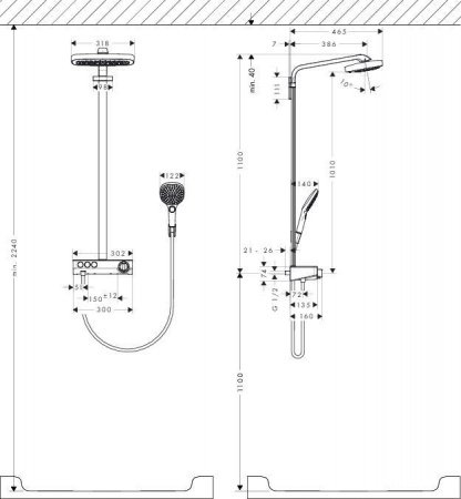 Душевая стойка Hansgrohe Raindance Select E 27127400 хром;белый