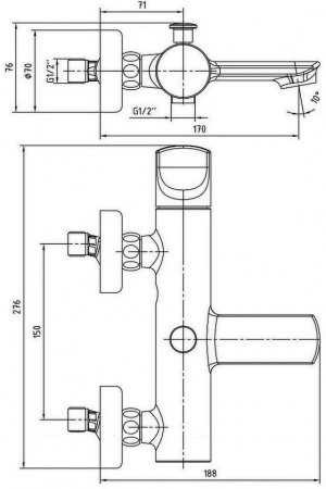 Смеситель для ванны E.C.A Myra 102102470HEX хром