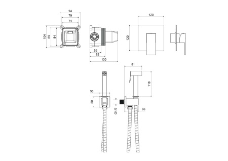 Гигиенический душ со смесителем Aquatek Либра AQ1619CR хром