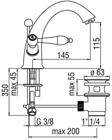 Смеситель для раковины Nobili Antica AT31118/6BR Бронза
