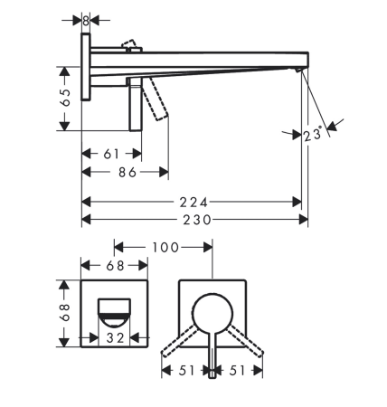 Смеситель для раковины Hansgrohe Tecturis E 73051000 хром
