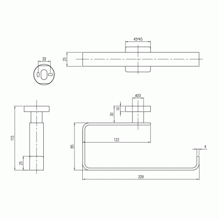 Полотенцедержатель Villeroy & Boch Elements-Striking TVA15200500061 хром