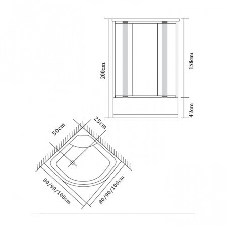 Душевой угол Esbano ES-8030 100x100x200 профиль хром, стекло матовое