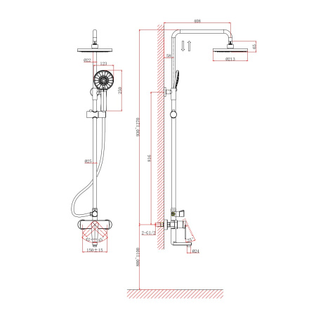Душевая система D&K Bayern.Fürth DA1523701B18, хром