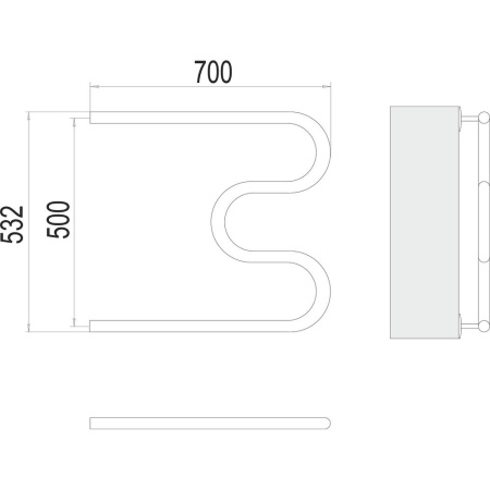 Полотенцесушитель водяной Terminus М-образный (1") БШ 50х70
