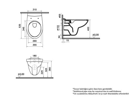 Унитаз подвесной безободковый Vitra S10 7855B003-0075 без сиденья