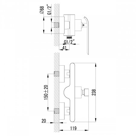 Смеситель для душа Lemark Melange LM4903CW хром/белый
