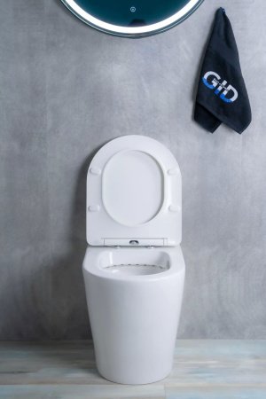 Унитаз приставной безободковый GID TRS-263 с сиденьем микролифт, белый