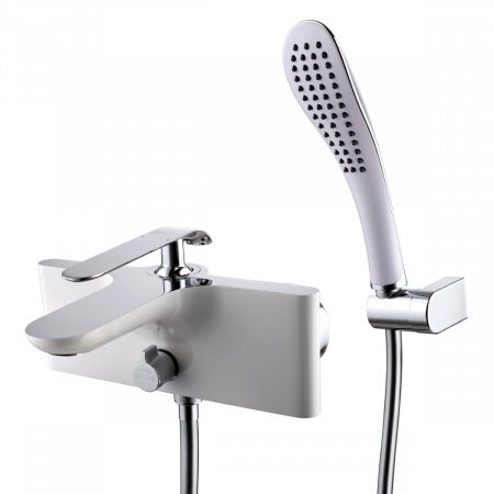 Смеситель для ванны с душем Lemark Melange LM4914CW хром/белый