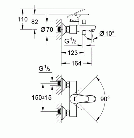 Смеситель для ванны с душем Grohe Vigour Clivia 75144026 хром