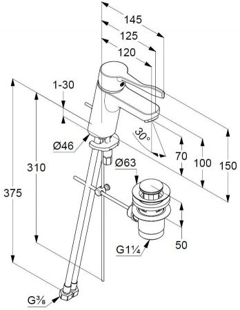 Смеситель для раковины Kludi Pure&Easy 372840565 хром