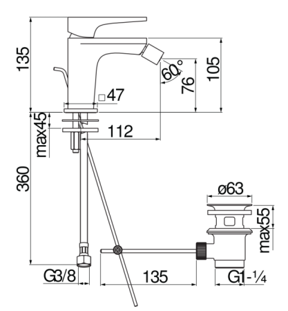 Смеситель для биде Nobili Seven SE124119/1CR хром