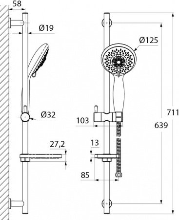 Душевой гарнитур Iddis TSH0601 Хром