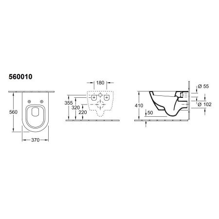 Унитаз Villeroy&Boch Subway 2.0 56001001 подвесной без сиденья
