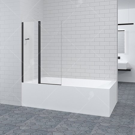 Шторка на ванну RGW Screens SC-11 100x140 профиль Черный стекло прозрачное