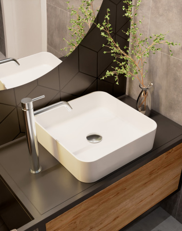 Раковина накладная 40см AQUAme AQM5008 белый