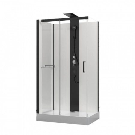 Душевая кабина Black&White G8708 110x80x217 профиль черный матовый, стекло прозрачное