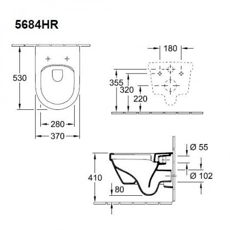 Унитаз подвесной безободковый Villeroy & Boch Architectura Pack 5684HR01 с сиденьем микролифт