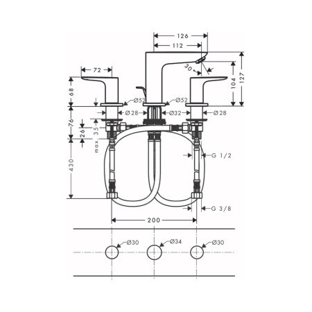 Смеситель для раковины на 3 отверстия Hansgrohe Talis E 71733700 белый матовый