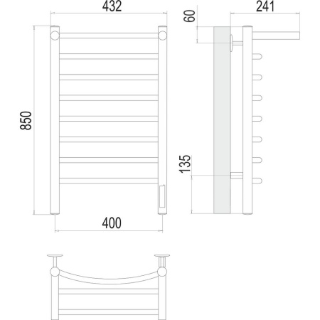 Полотенцесушитель электрический с полкой Terminus Классик П8 40х85