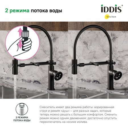 Смеситель для кухни IDDIS Grange GRABLFLi05 черный матовый