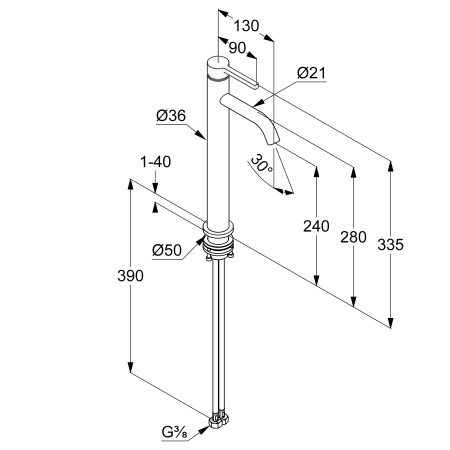 Смеситель для раковины Kludi Nova Fonte 202983915 черный матовый