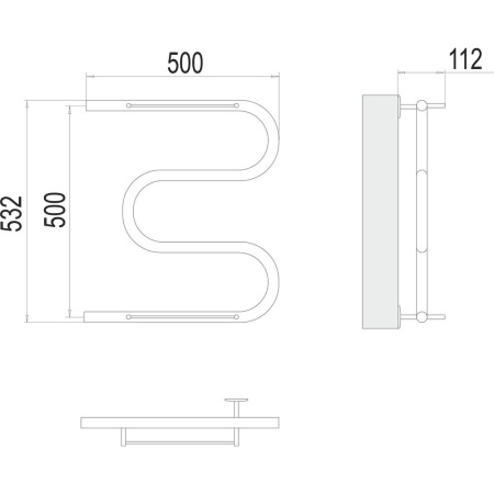 Полотенцесушитель водяной Terminus М-образный (1") 50х50