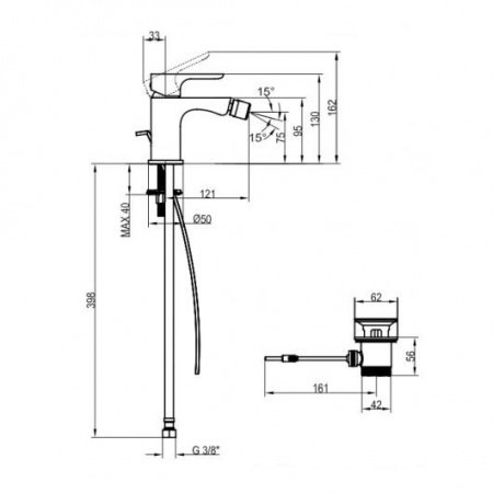 Смеситель для биде Villeroy & Boch O.Novo TVB10420111061 хром