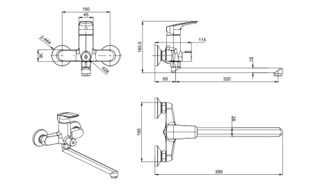 Смеситель для ванны Aquatek AQ1042CR хром