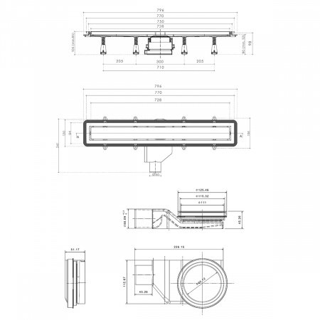 Душевой лоток Pestan Confluo Premium Gold White Glass Line 750