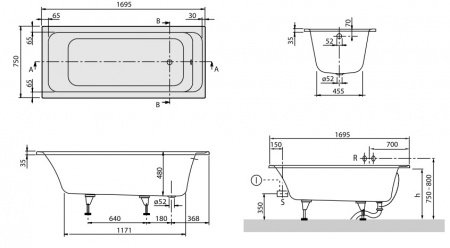 Акриловая ванна Villeroy & Boch Omnia Architectura 170х75 UBA170ARA2V-01 alpin