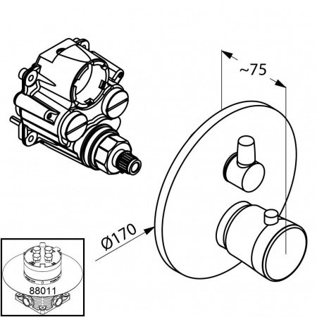 Термостат для душа Kludi Balance 528358775 хром/черный матовый