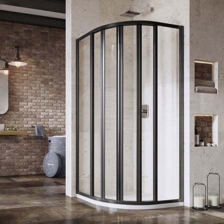 Душевой угол Ravak Supernova SKKP6 90x90x185 профиль черный, стекло прозрачное