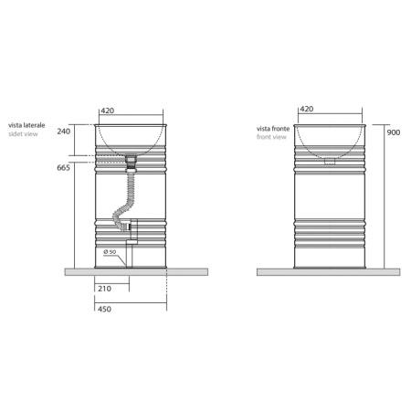 Раковина напольная 45см Kerasan Artwork 4742K31 черный матовый