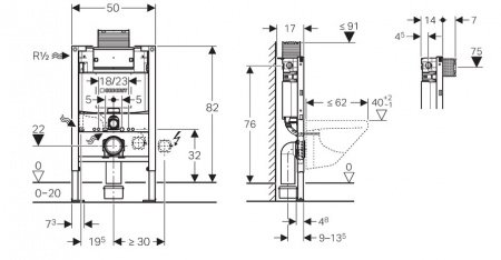 Инсталляция для подвесных унитазов Geberit Omega 12 111.003.00.1