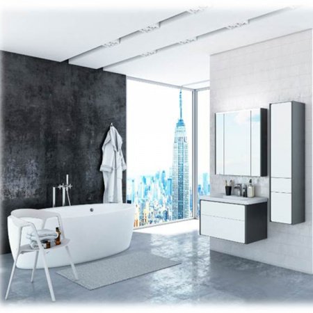 Зеркальный шкаф Roca Ronda 80 с подсветкой ZRU9302970 Белый глянец Серый матовый