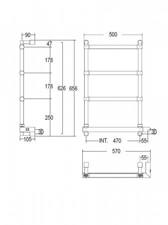 Полотенцесушитель электрический Margaroli Sole 542-4 5424704CRNB 660х570 хром