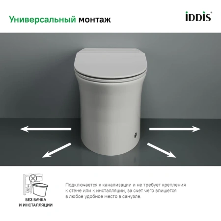Унитаз приставной с импульсным смывом IDDIS Pulse PULIDSEi26 белый, с сиденьем микролифт