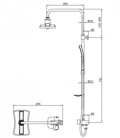 Душевая стойка Lemark Tropic LM8806C хром